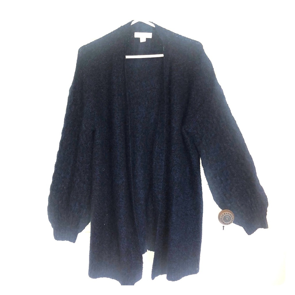 Warm navy with black knit sweater